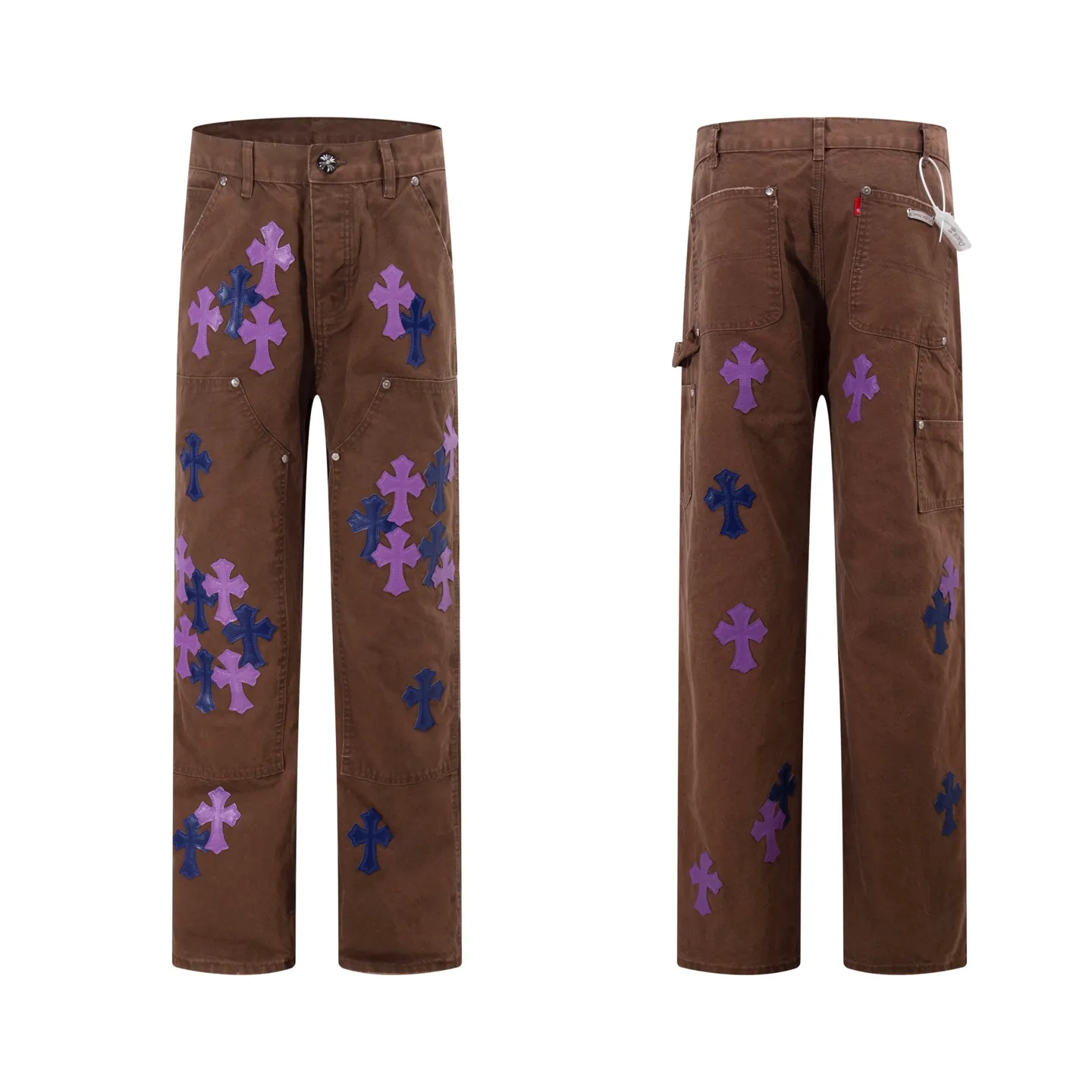 P290 Style No.: H92 Croxin & 𝐂𝐡𝐫𝐨𝐦𝐞 𝐇𝐞𝐚𝐫𝐭 Pingtai SS25 Colorful Large Leather Denim Logging Pants. Styles with different washed textures are very friendly to people with thin legs. The slightly flared version perfectly modifies the leg shape. The timeless and moderate length makes it easy to match and match. It is the basis for various styles and is a must-have in your wardrobe! The fabric is stiff but also makes the upper body soft without losing texture. The washing process is even more perfect. It is a must-have item for everyone! ! !  Color: primary color Size: 28-30-32-34-36